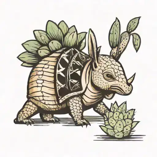 Armadillo Hugging A Cactus