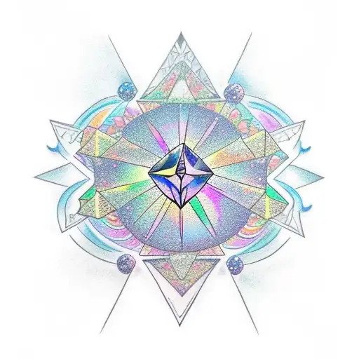 Galactic Crystal Cluster With A Meditating Figure In The Center