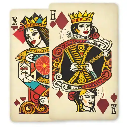 Evil Queen Of Diamonds Playing Cards And Good Queen Of Hearts Playing Cards