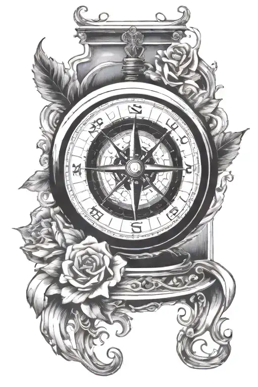 Compass Inside Of A Crystal Ball Half Sleeve Tatto