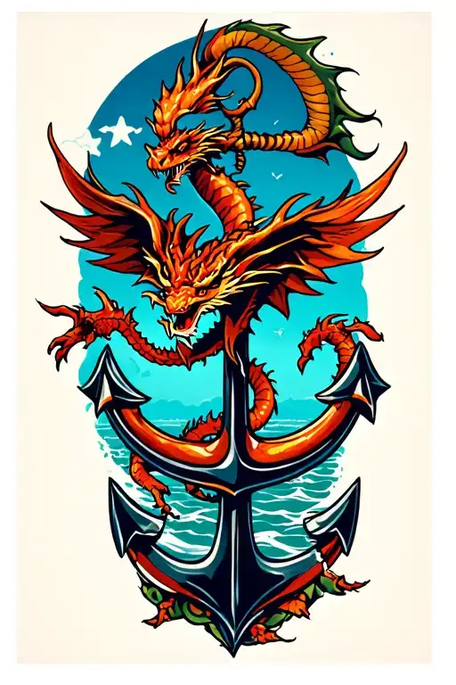 Full Dragon Flying Around Anchor