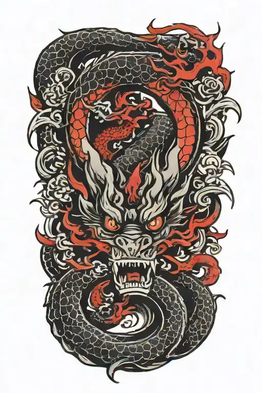 Black And Blood Red Dragon