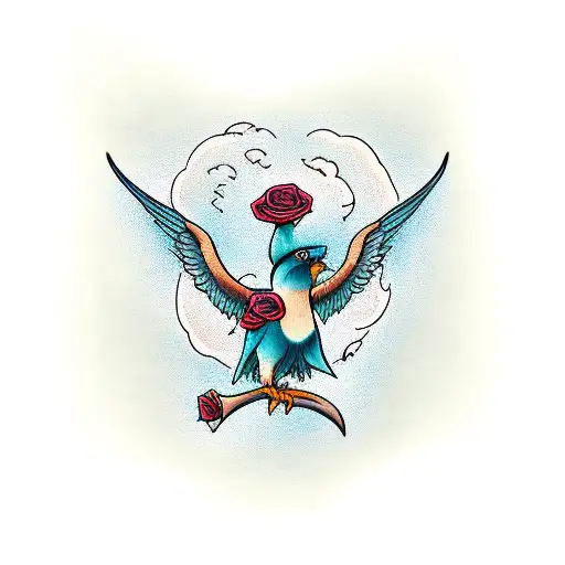 Hummbird With Rose