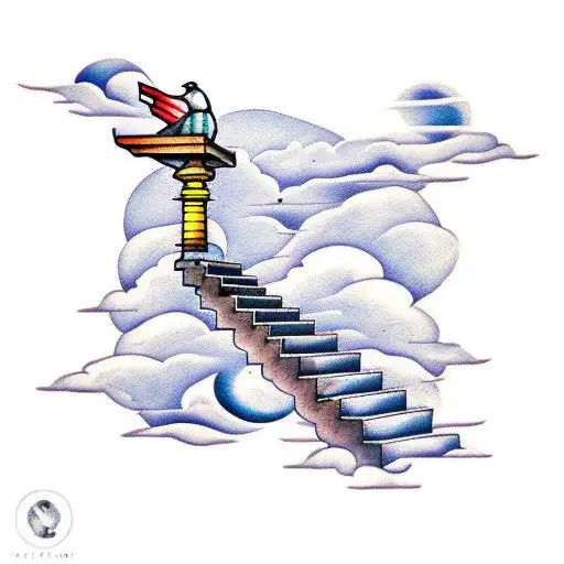 Stairs To Heaven With Clouds And Doves