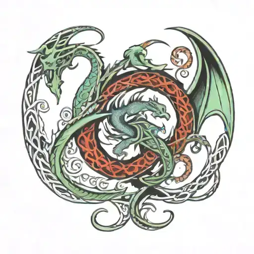 Dragon Celtic With Initials Vl Hidden Within