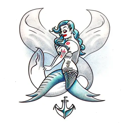 Pinup Mermaid With Anchor