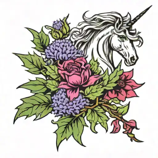 Scottish Thistle And Unicorn Surrounded
