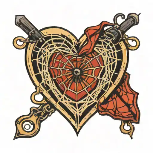 Colour Spider Web Heart Shaped Lock