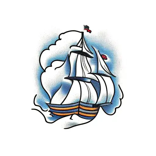 Pirate Ship With Mountains In Background