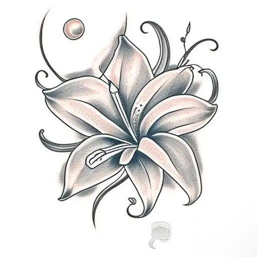 The Lily Is Beautifully Drawn In Pencil