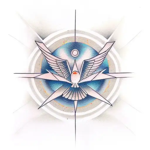 A Geometric Design Of A Bird In Flight With Music Notes Forming Its Wings