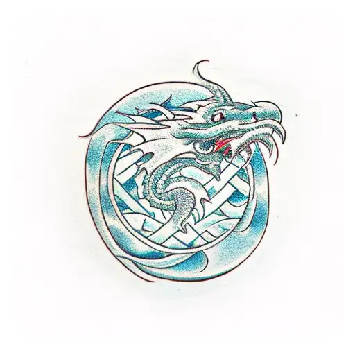 2D Ouroboros Dragon Circle Moderate Detail