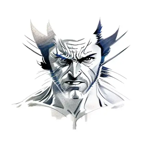 A Portrait Of Wolverine In A Sketch Style