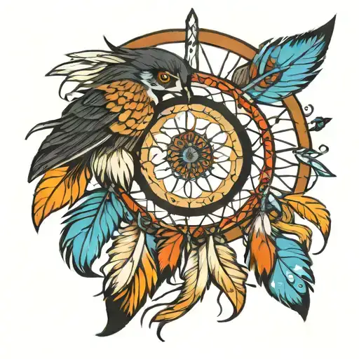 Souix Dreamcatcher With Eyes And Colors