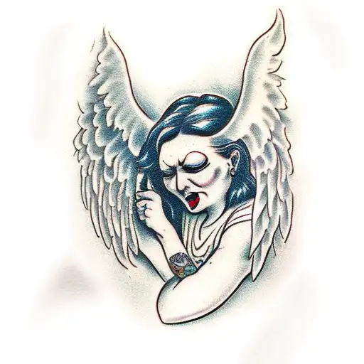 Blind Crying Angel Woman