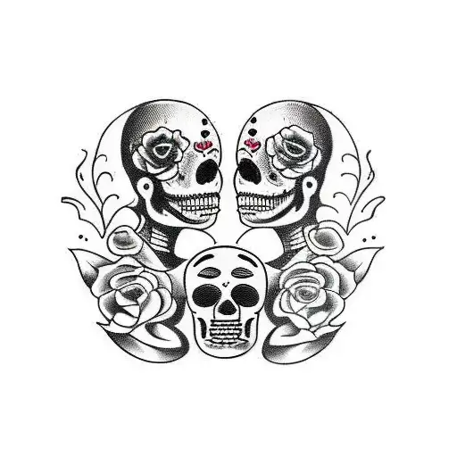 Day Of Dead Man And Wife In Black And White