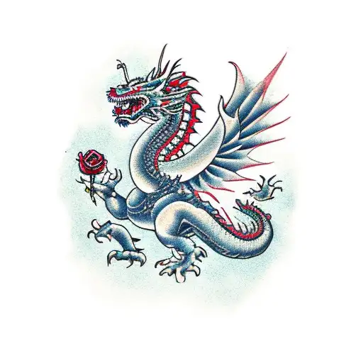 Korean Dragon With Rose