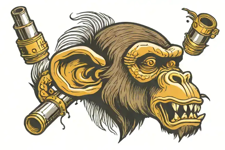 Monkey Head Bites Through Bullet Casings Falling