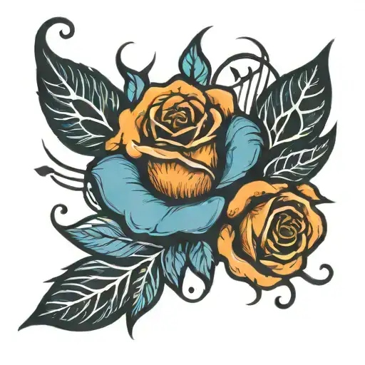 Blue Rose With Music Symbols