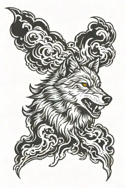 Angry Wolf Fire Smoke Rising