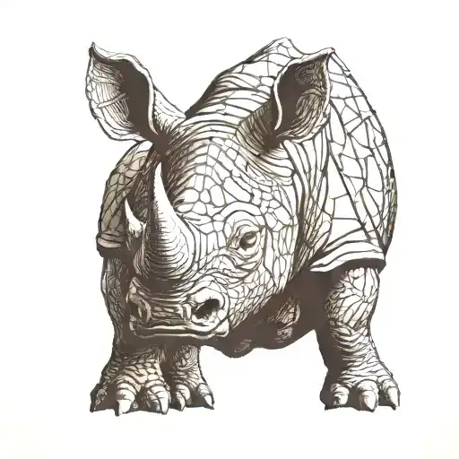 Half Finished 3D Printed Rhino Standing Strong Amidst