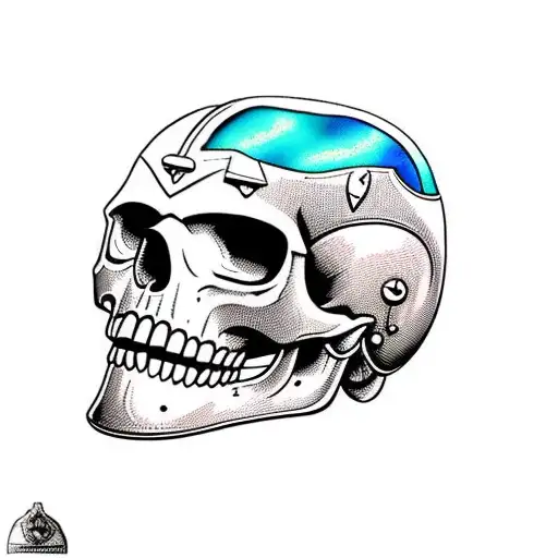 Warrior Skull With Helmet Under A Thunderstorm