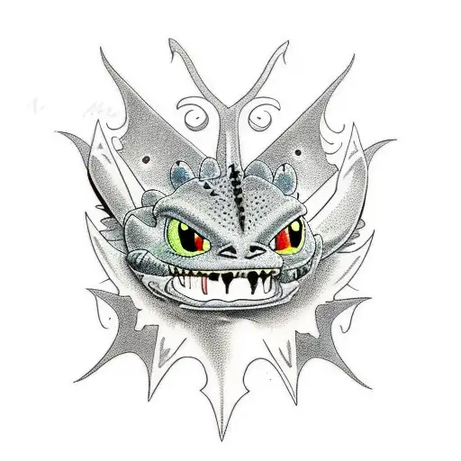 American Traditional Toothless From How To Train Your Dragon