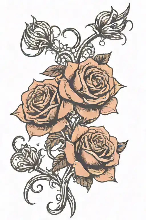 Spaghetti Rose Intertwined Hearts