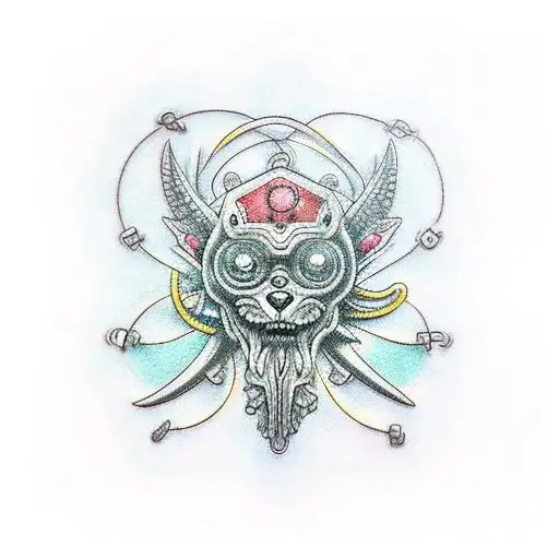 An Intricate Design Of A Fantasy Animal Intertwined With Biotechnology Circuitry