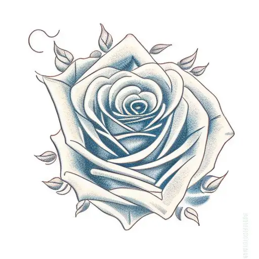 Rose With Stem And Leaves