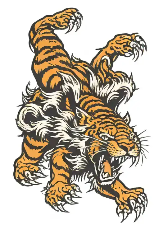 Tiger Growling Grizzly Bear