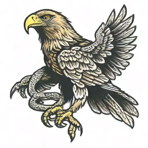 Mexican Golden Eagle Holding Snake