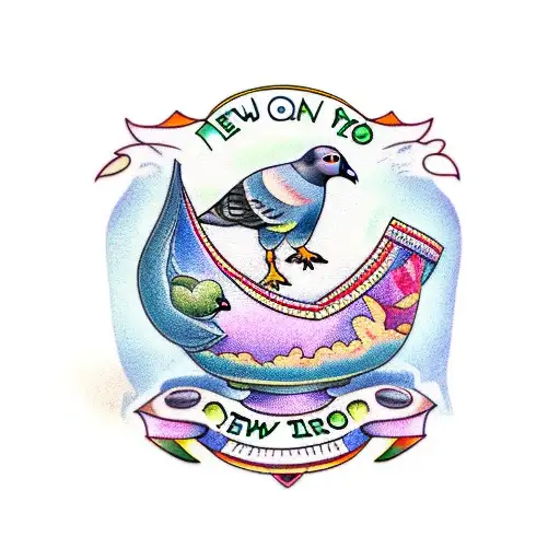 Pigeon In New York With A Bowl Of Matcha Tea