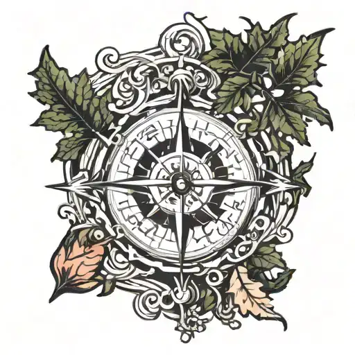 An Oak Tree Growing Around A Naval Compass