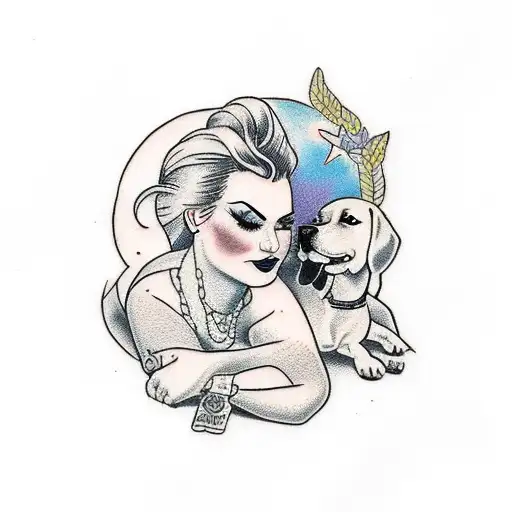 Female Laying With Dog