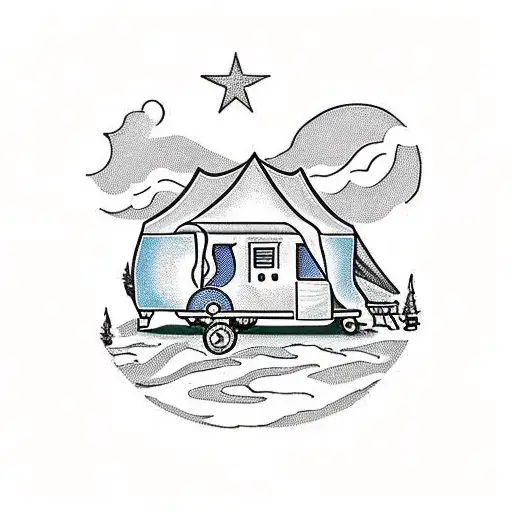 Camping Scene In A Clock