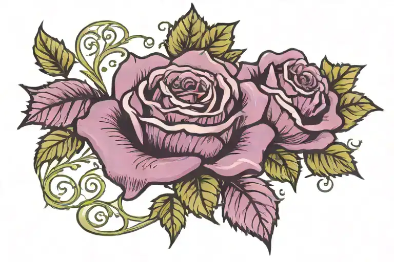 Purple Rose Curling With Ivy