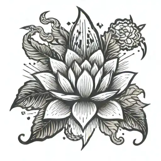 Lightning Bolt And Lotus Flower