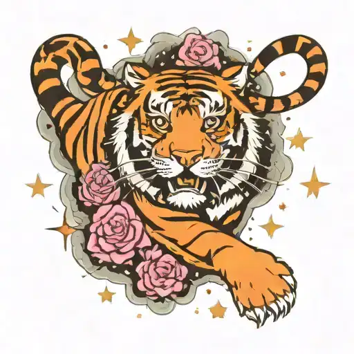 Tiger Surrounded By Cancer Constellation