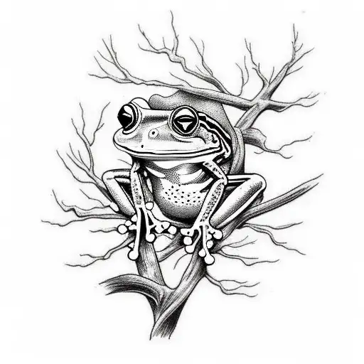 Dead Tree With Tree Frog