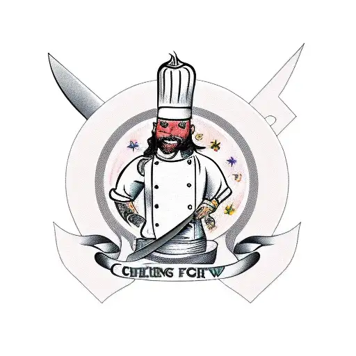 Chef Knife With Cooking Fire