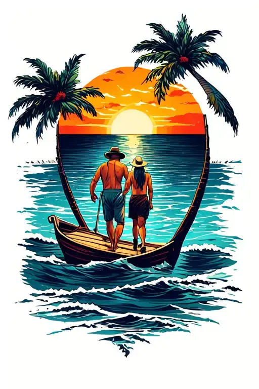 Sea Sunset Sons Walking