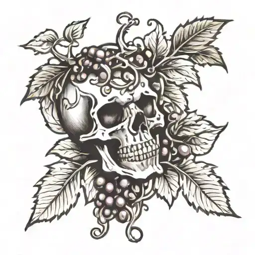 Broken Skull With Grape Vine