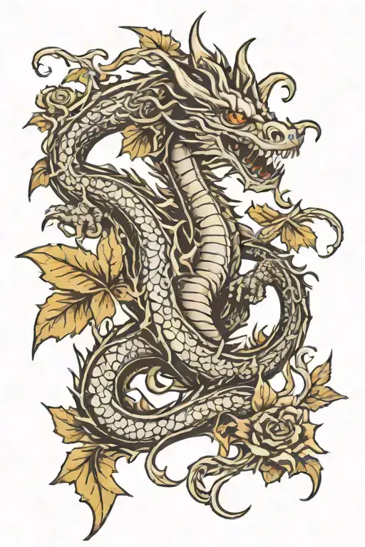 Gothic Dragon Wrapped In Vines