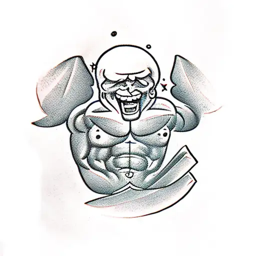 Muscular Bold Man Holding A Book In One Hand And The Other Hand Is Turned Upwards