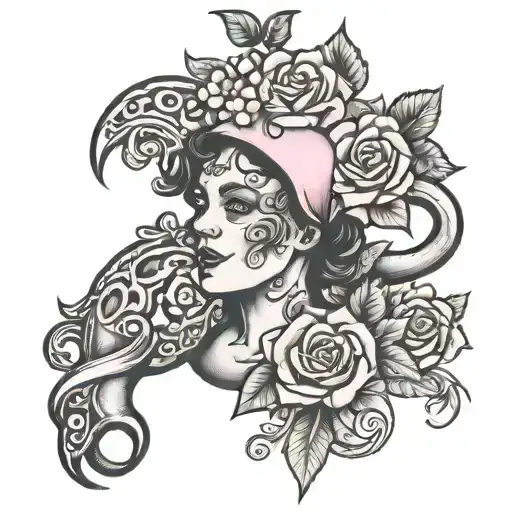 Traditional Tattoo Design In Commemoration Of Breast Cancer Day