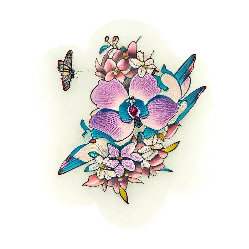 Butterflies And Orchid