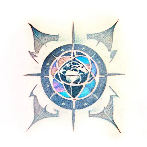 Combine Earth Symbol With Electronic Components In A Traditional Style