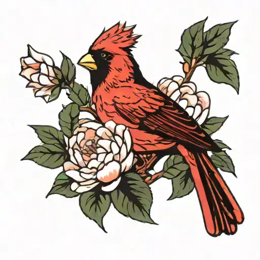 Cardinal And Peony