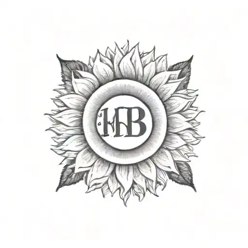 Yellow Sunflower With Name Initials Kb In The Middle